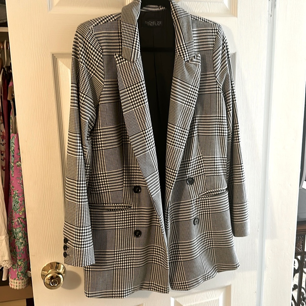 Rachel Zoe black and white blazer for women size medium EUC